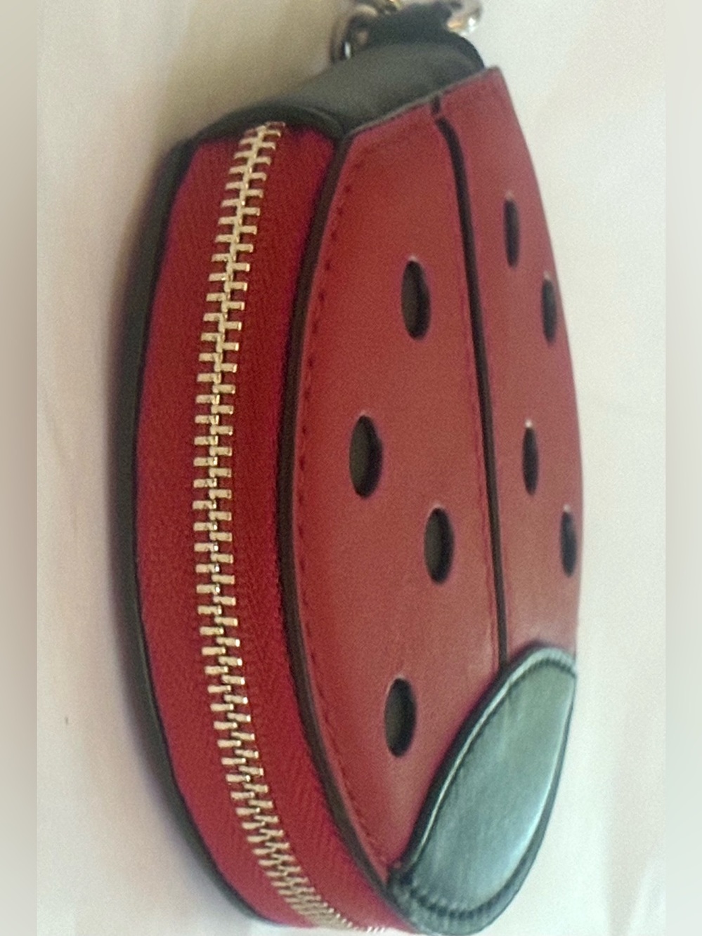 Coach 2911 Leather Large Ladybug Black/Red Coin Purse/ Wristlet Chain Charm NWT - Picture 5 of 11